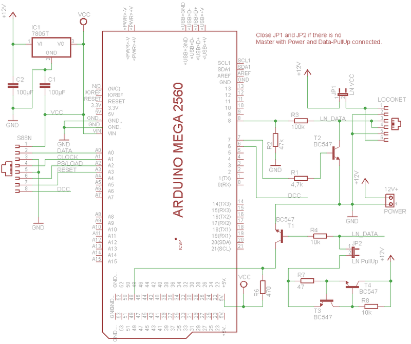 Arduino LocoNet Master und S88N Interface